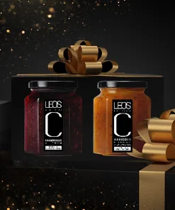 COFFRET-CADEAU 2 CONFITURES LEOS - FRAMBOISES & ABRICOTS DE PROVENCE AU THYM SAUVAGE
